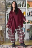Patrick Plaid Brushed Cotton 7/8 Barrel Pant Burgundy